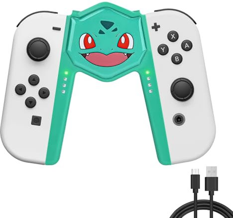 DLseego Empuñadura para Switch/Switch OLED Joycon,Precioso Caricatura Portátil Joystick Cargando Agarre En Forma de V Conectar y Usar Empuñadura de Juego Mando Mango,Rana Verde