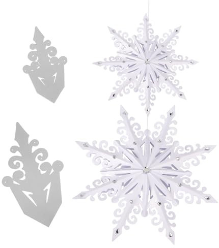 BETESSIN 2 Stück Stanzschablonen Weihnachten - Metall Prägeschablonen für 3D Schneeflocken Weihnachtsanhänger zum Basteln - Schneeflocken Stanzformen für Weihnachten Deko