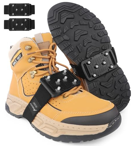 SHEEFLY Crampons,Upgraded Mid-Sole Microspikes-Easily Rotate Ice Grips for Shoes and Boots with Adjustable Straps,Snow Grips Ice Traction Cleat for Women Men Kids Perfect for Walking Indoor/Outdoor