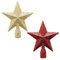 WLLHYF 2er-Pack Weihnachtsbaumspitze Glitzernder Mini-Stern 4 Inch Dekorative Feiertage Kleine Baumkronen-Kunststoffornamente für Weihnachten Heimdekoration Geburtstagsfeier (Gold/Rot)