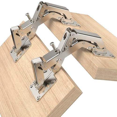 Chibery 4 Pack 170 Degree Soft Close Cabinet Hinges, Slow Smooth Hidden Frameless Lazy Susan Hinge, Concealed Hardware Surface Mount, Lid Support Trap Door, Self Closing for Corner, Kitchen Cupboard