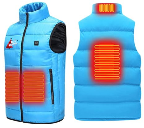 RLEHJN Beheizbare Weste Herren, Heizweste Herren Upgrade Elektrisch Beheizte jacke Heizjacke USB, Heated Vest Stehkragen Daunenweste Sale Beheizbarer Hoodie Winter Steppweste Camping Outdoor, S-2XL