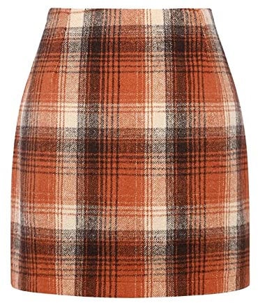 Shffuw Damen Kariert RöCke Knielang Wollrock Winterrock Bodycon Elegant Minirock Bleistiftrock Plaid Skirt High Waist Kurzer Rock Klassischer Preppy-Stil Damenrock, Modischer Herbst-Winter Minirock