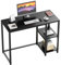 WOHOMO Computer Desk 120cm with 2-Tier Shelves Sturdy Home Office Desk with Large Storage Space Modern Gaming Desk Study Writing Laptop Table, Black Desk
