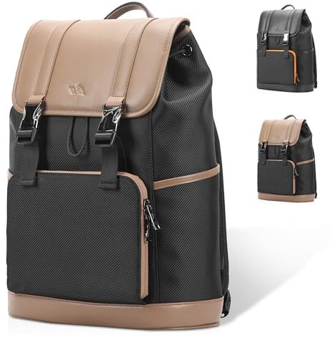 W.ARCHIBAL Hochwertiger Rucksack für Damen, Herren, Student - Perfekt für die Arbeit und Uni - Mit einem integrierten 15.6 Zoll Laptopfach (Black-Brown)