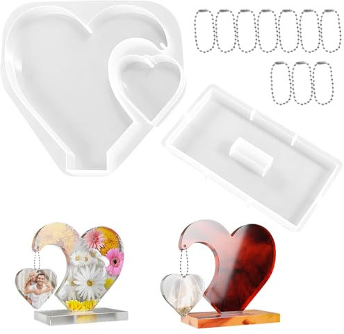 Stampi per Resina Epossidica, Stampo in Silicone a Forma di Cuore Grandi Stampi in Silicone per Resina e Gesso Creativa Stampi Cuore per La Decorazione Della