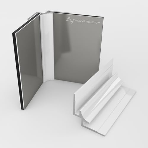 Aluminium Profil 300cm Inneneckprofil - Weiß - für 3mm Alu-Verbundplatten PVC-Wand-Paneelen Acrylglas HPL-Platten - Ideal für Küchenrückwände Duschrückwände Wandverkleidungen