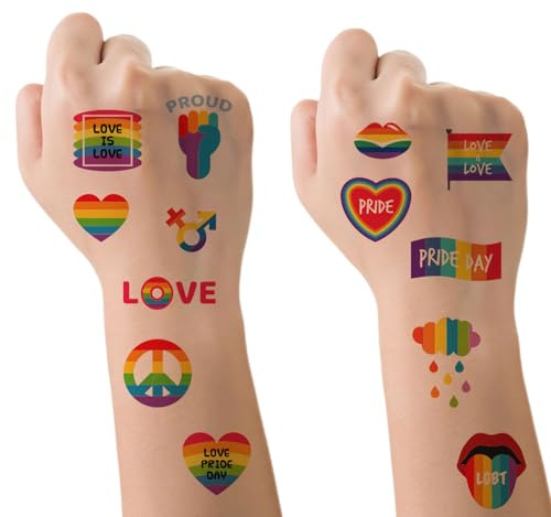74pcs Rainbow Temporary Tattoos, LGBT Pride Stickers Rainbow Flag Tattoos Face Body Art Decoration Gift Supplies for Men Women Adults Kids Pride Gay Day Parade Celebrations Festival Accessories