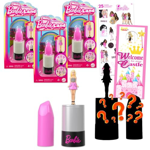 Barbie Blind Bag Minifiguren-Set – Bündel mit 3 blinden Lippenstift-Röhren, Mystery Barbie Puppen plus Aufklebern, mehr | Barbie Partygeschenke für Mädchen, Kinder