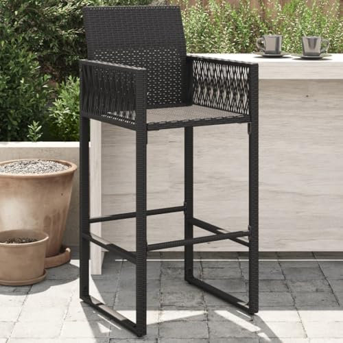 Garten-Barhocker 2 STK. Schwarz Poly Rattan,jiangboyue-368702