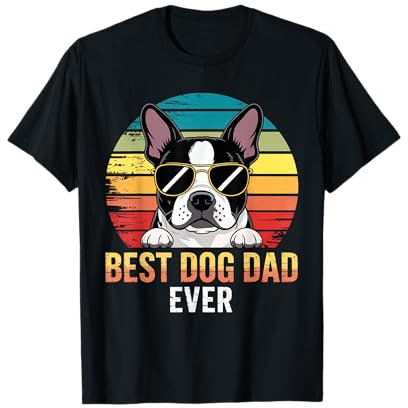 T-shirt rétro amusant avec lunettes de soleil Best Dog Dad Ever T-Shirt