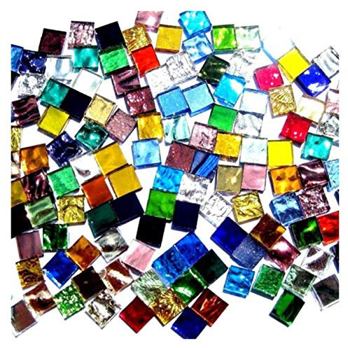 TENVORA Mosaik Steine,Mosaiksteine 100g Sortiert Farbe Square Klarglas Mosaikfliesen für DIY Handwerk Mosaikstein Machen 10x10mm Mosaik Spiegelfliesen