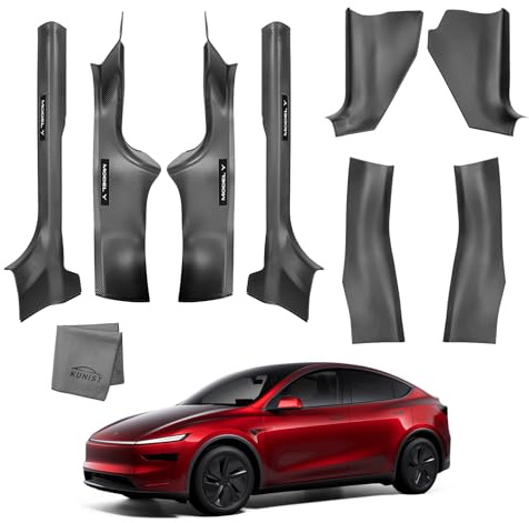 KUNIST 8PCS for Tesla Model Y Juniper Door Sill Protector Door Sill Guards Door Entry Guard Anti-Kick Full Protect Door Entry Cover 2025-2026 Model Y Juniper Interior Accessories(Carbon Fiber)