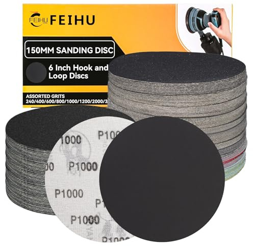 FEIHU 30PCS 1000 Grits Sanding Discs 150mm, 6 Inch Hook and Loop Sanding Pads for Circular eccentric sander and suitable for sanding wood and polishing metal