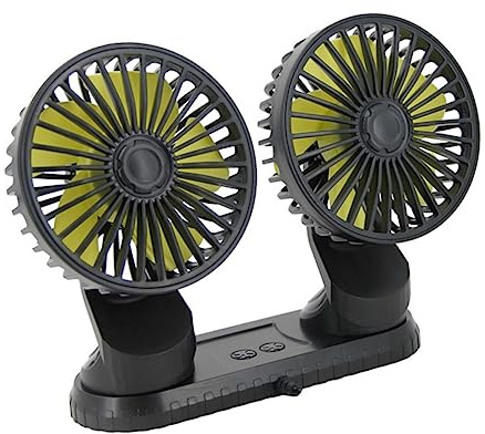KOMBIUDA Ventilateur USB Double Tête pour Voiture Portable Ventilateur de Refroidissement à avec Angle pour Bureau Maison et Voyage