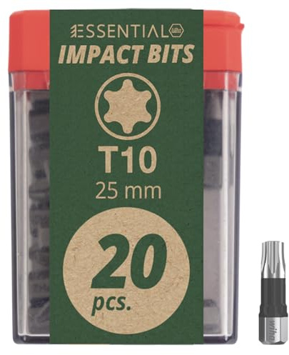 Wiha Essential Impact Bit-Box 20-tlg. I Bit Set T 10, 25 mm (1/4) I Bitbox I Bitsatz für Akkuschrauber I Schlagschrauber Bits in Tic Tac-Box (45587)