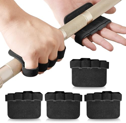 2 Stück Griffpolster Kraftsport, Naturleder Griffpads Krafttraining Griffhilfen Gym Handgriffe Zughilfen Krafttraining Grip Pads Fitgriff für Klimmzüge Bodybuilding Fitness
