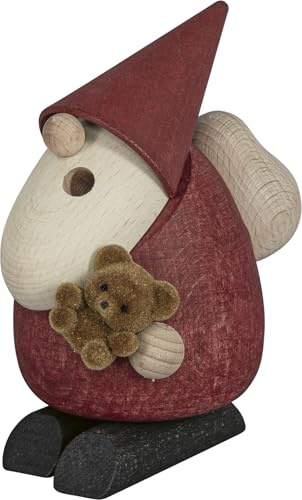 SAICO Räuchermännchen Weihnachtsmann Teddybär 11 cm - Handgefertigte Holzfigur inkl. Räucherfunktion - Erzgebirgische Handarbeit - Verspielte Weihnachtsdekoration Made in Germany
