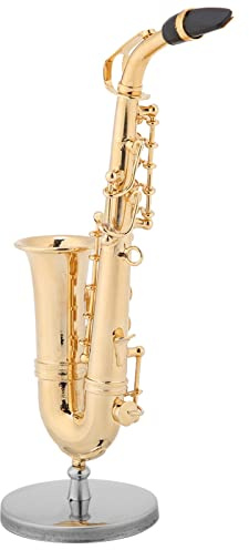 Yctze Modèle de Saxophone Miniature Réplique de Saxophone Alto Miniature avec Support et Modèle d'instrument plaqué Or Ornements Réplique d'instrument de Musique en Laiton Accessoires de Figurines