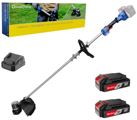 Dong Cheng Akku Rasentrimmer & Kantenschneider 40V, 33cm Schnittbreite | TIPP-Automatik, 2x2,0Ah Akku, 2,0mm Doppelfaden, Bürstenloser Motor, 2 Gang für große Gartenflächen, Blumenbeete & Zaunkanten