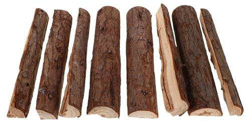 MOTHNUR 8 Stück Kaminholzscheite zur Dekoration Getrocknete Witterungsbeständige Naturholzstämme aus Robustem Holz 25cm mit Rinde für Garten Feuerstellen und Kaminzubehör im Innenbereich