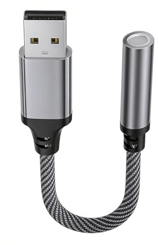 Oavie USB to 3.5mm Jack Audio Adapter, External USB Sound Card with TRRS Aux Input, 2-in-1 Headphone and Microphone Converter Cable, Plug and Play for PC, Laptop, Desktop & Gaming Consoles