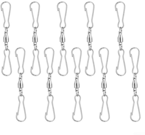 10 Stainless Steel Swivel Hooks for Wind Chimes Bird Feeders Lanterns Wind Spinners and Outdoor Hanging Decor Items