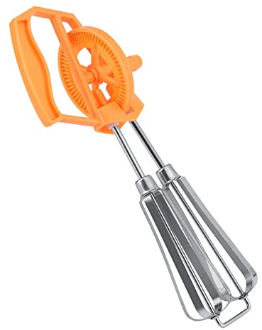Alomejor Handkurbel-Eierschläger, Doppelkopf-Edelstahl-Handmixer Zum Kochen – Perfektes Geschenk, 25,9 X 11,9 X 7,1 Cm (ORANGE)