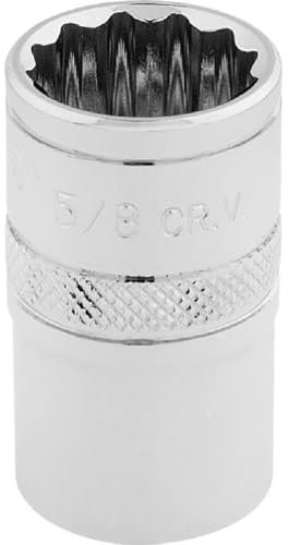 Draper 33641 1/2-Inch Square Drive Polished Chrome Imperial Socket, 5/8-Inch Size, Blue