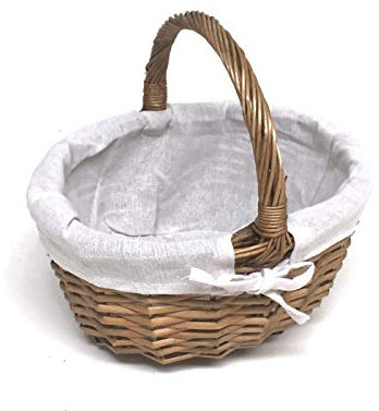topfurnishing White French Shabby Chic Wicker Easter Egg Hunt Kitchen Crafts Storage Basket[Egg Basket Pine,Small]