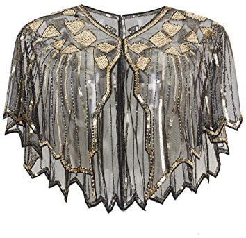 BABEYOND Damen Umschlagtücher für Abendkleid 1920s Retro Schal Hochzeit Party Braut Schal Gatsby Kostüm Accessoires (Gold)