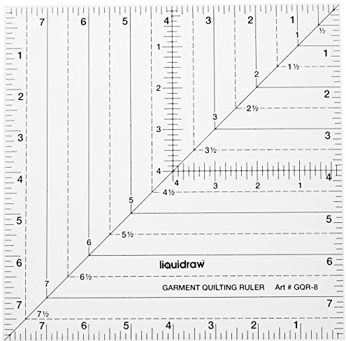 Liquidraw Square Quilting Ruler, Clear Acrylic Template, 8, GQR-8IN