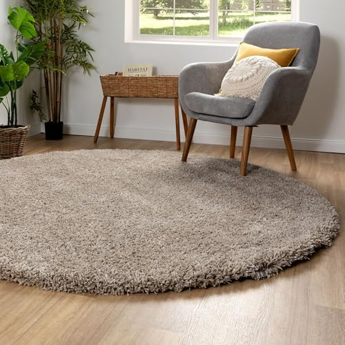 Steffensmeier Ragolle Twilight Hochflor Teppich Shaggy, weich & elastisch, moderner Wohnzimmer Teppich, Beige 6611, Rund Ø160 cm