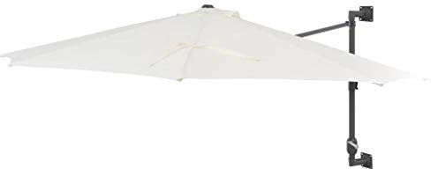 Festnight Ombrellone Parasole a Muro da Giardino Esterno con Palo in Metallo Sabbia/Verde,Ombrellone a Muro da Parete Esterno con Palo in Metallo,Ombrellone a Muro da Terrazzo e Balcone 300 cm