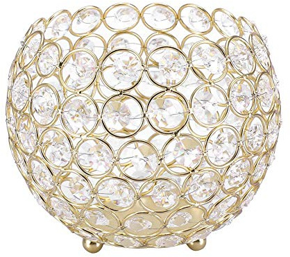 Wifehelper Kristall Teelicht Kerzenhalter Hochzeitsdekor Tischdekoration Home Room Office Dekoration(Diameter: 15cm-Gold)