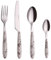 EXZACT 24-teiliges Besteckset – Edelstahl rostfrei mit farbigen Griffen – Besteckset für 6 Personen: 6 Gabeln, 6 Messer, 6 Esslöffel, 6 Teelöffel – Design Marmor