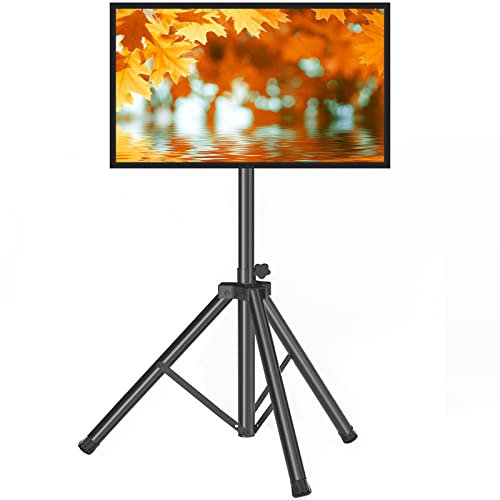 TAVR - Treppiede per TV a schermo piatto portatile con supporto girevole e altezza regolabile, per schermi piatti e curvi LCD LED da 81,3-55, supporto fino a 45,4 kg, VESA max 400 x 400 mm, nero