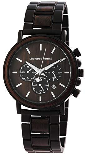 LEONARDO VERRELLI Herren – Uhr Holz Chronograph Analog Quarz 2800059