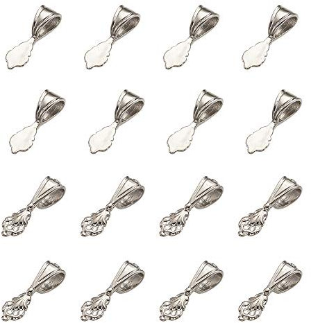 Craftdady 10Pcs Glue on Pendant Bails 21x6mm Platinum Flat Pad Charm Hanger Connectors for Jewelry Making