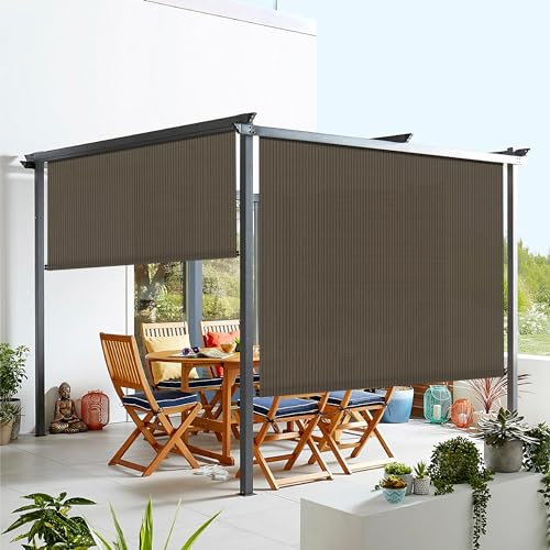 Windscreen4less Tende oscuranti avvolgibili per esterni, per pergola, balcone, portico, finestra di terrazza, 15 cm di larghezza x 15,2 cm di lunghezza, marrone