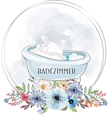 Wandaro Türaufkleber Wellness mit Badewanne & Blumen I Design 5 I Wandsticker WC selbstklebend Klo Wandaufkleber Toilette Wandtattoo DL446-5