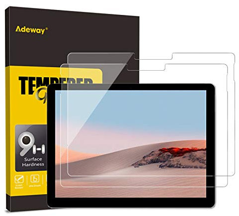 [2 pezzi] Adeway Microsoft Surface Go 4 Pellicola salvaschermo da 10,5 pollici, Vetro temperato / Ultra sensibile / Sostituzione a vita / Senza bolle, Compatibile per Surface Go 4/3/2/1