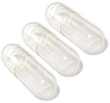 Vivameo Lot de 20 000 capsules vides en gélatine dure HGK Taille 1 Transparent (sans goût, sans colorants) Capsules vides avec certificat de qualité pharmaceutique