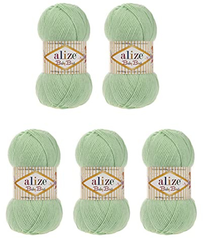 5 x 100g Strickgarn Alize Baby Best Uni, Antipilling türkische Wolle (41)