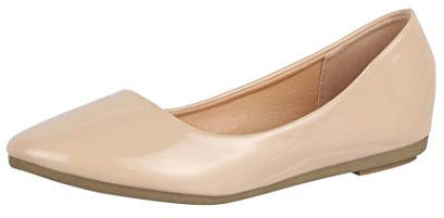 Elara Damen Ballerinas Bequem Lederoptik Lack Flach Chunkyrayan DY-11 Beige-37
