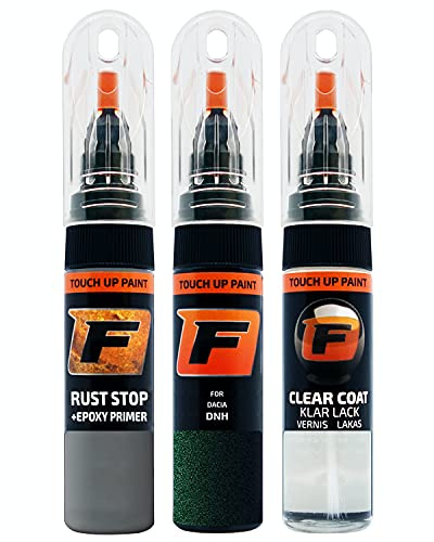 FIRANTO stylo peinture de voiture pour Dacia DNH Vert Vetiver réparation couleur voiture 3 en 1, rayures stylo retouche peinture 15ml avec pinceau, apprêt, laque