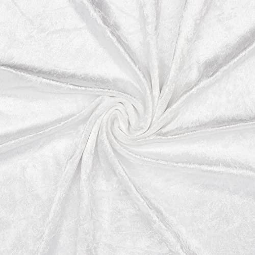 Hans-Textil-Shop Samtstoff Weiß – Pannesamt Stoff Meterware 140 cm – Deko Samt, Faschingsstoff, Velour Polyester – für Karneval, Bekleidung, Tischdecken, Kissen, Hochzeit, Deko