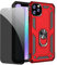 JOYTAG Kompatibel Iphone 11 Pro Max Case Red Protective Case with Privacy Glass Screen Protector Anti-Spy