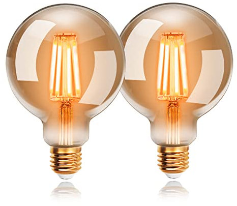EXTRASTAR Ampoules LED 4W Edison Vintage G80, Blanc Chaud 2200K E27, Equivalent à Ampoule Incandescente 40W, Ampoule Rétro à Filament, Rétro Antique Lampe décorative, Non-Dimmable, Lot de 2