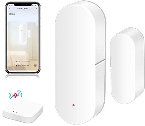 BSEED Zigbee Detector Ventana Puerta 1 Pack,Sensor Alarma Antirrobo Para La Seguridad Tienda Hogar Contra Ladrones, Compatible Tuya Alexa Google Home, Se Requiere Concentrador